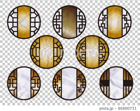 Material (Japanese paper circle window decoration frame set) 80800731