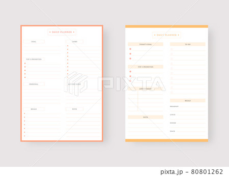 Modern planner template set. Set of planner and to do list. Daily planner template. Vector illustration. 80801262