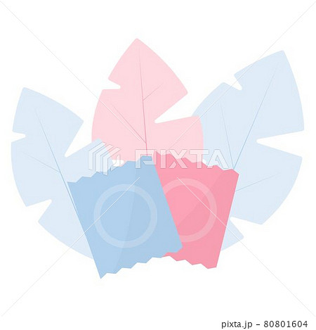 Two condoms on a background of leaves. Two condoms on a background of leaves. 80801604