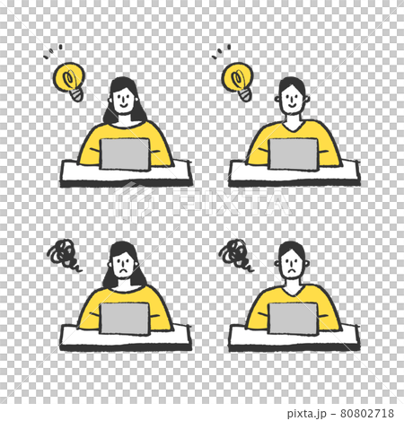 Men and women operating laptops 80802718