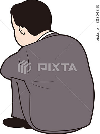 膝を抱える太った男性会社員 膝を抱える太った男性会社員 80804849