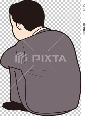 Fat male office worker holding his knees 80804849