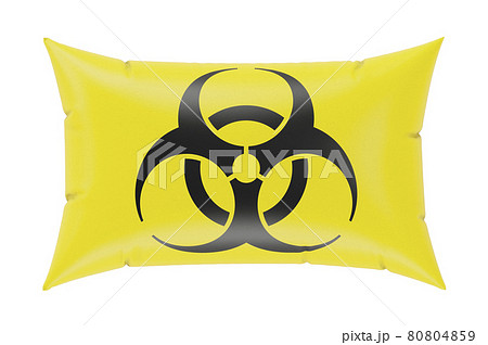 Pillow with Bio hazard symbol. 3D rendering Pillow with Bio hazard symbol. 3D rendering 80804859