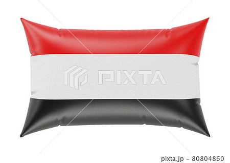 Pillow with Yemeni flag. 3D rendering Pillow with Yemeni flag. 3D rendering 80804860