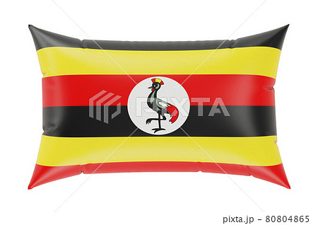 Pillow with Ugandan flag. 3D rendering Pillow with Ugandan flag. 3D rendering 80804865