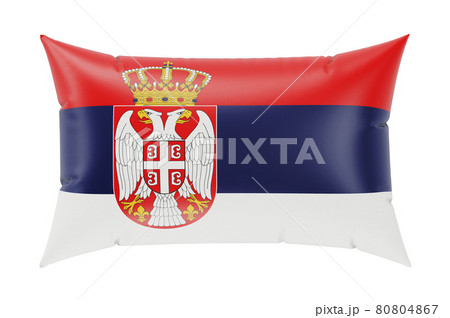 Pillow with Serbian flag. 3D rendering Pillow with Serbian flag. 3D rendering 80804867