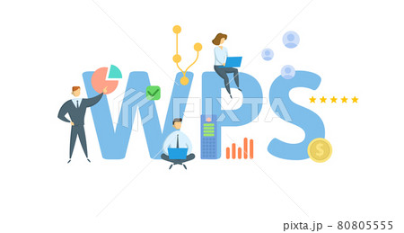 WPS, Wi-Fi Protected Setup. Concept with keywords, people and icons. Flat vector illustration. Isolated on white. WPS, Wi-Fi Protected Setup. Concept with keywords, people and icons. Flat vector illustration. Isolated on white. 80805555