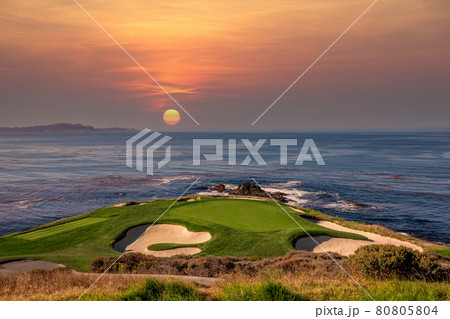 Pebble Beach golf course, Monterey, California, usa 80805804