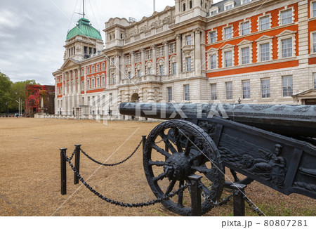 Military trophy Turkish cannon at Horse Guards Parade Whitehall London UK 80807281