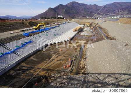 令和元年台風19号被災千曲川護岸工事 80807862