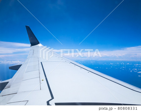 飛行機の機内からの風景 80808331