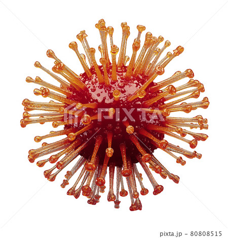 Color red crown covid virus 19 on a white background. 3D rendering 80808515