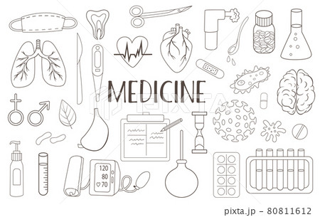 Set of medical and health care doodles 80811612