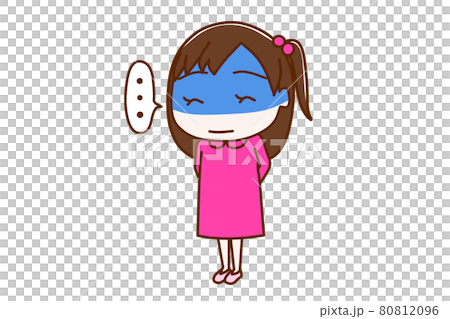 全身 斜め 無言で真っ青になりながら笑顔の圧をかける少女のイラスト素材