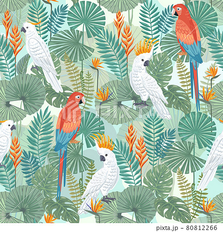 Seamless tropical pattern with birds Seamless tropical pattern with birds 80812266