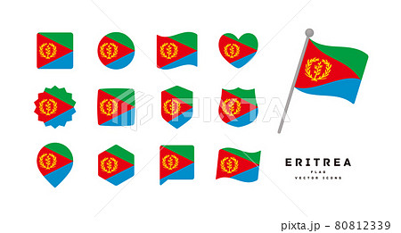 エリトリアの国旗 色々な形のアイコンセット ベクターイラスト