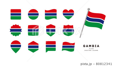 ガンビアの国旗 色々な形のアイコンセット ベクターイラスト