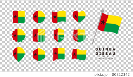 幾內亞比紹國旗各種形狀的圖標集 矢量插圖 80812342