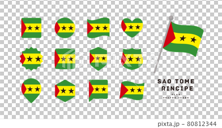 サントメプリンシペの国旗 色々な形のアイコンセット ベクターイラスト 80812344