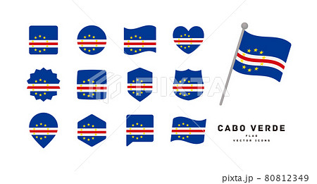 カーボベルデの国旗 色々な形のアイコンセット ベクターイラスト