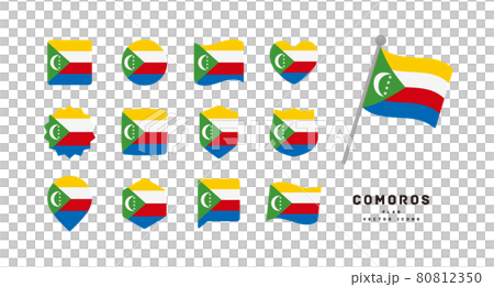 Comoros flag Icon set of various shapes Vector illustration 80812350