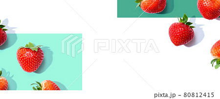 Fresh red strawberries overhead view Fresh red strawberries overhead view 80812415