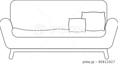 ソファ インテリア 線画 イラストのイラスト素材