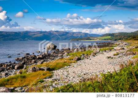 Loch Caolisport shore Kintyre peninsula Argyll and Bute Scotland UK 80813177