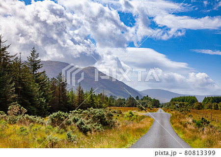 Scenic country road at Isle of Mull Inner Hebrides Scotland UK Scenic country road at Isle of Mull Inner Hebrides Scotland UK 80813399