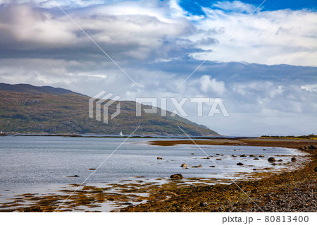 Sailboat at Sound of Mull Inner Hebrides Scotland UK Sailboat at Sound of Mull Inner Hebrides Scotland UK 80813400