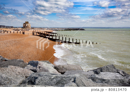 Martello tower defensive fort at Eastbourne seacoast Sussex South East England UK 80813470