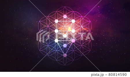 Kabbalah vector symbol isolated on space background. Sacred geometry and tree of sefirot illustration 80814590