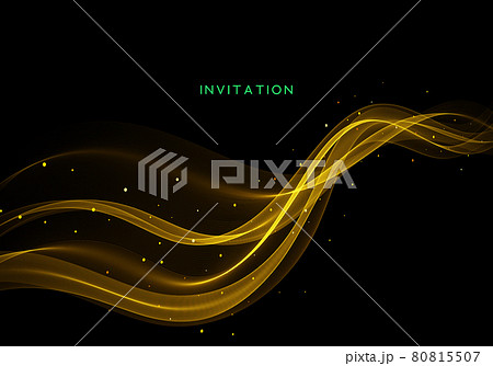Gold color wave on black background Abstract stream of wavy lines with gold glitter particles Gold wave flow Gold color wave on black background Abstract stream of wavy lines with gold glitter particles Gold wave flow 80815507