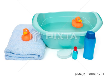 Blue basin and everything for bathing the baby Blue basin and everything for bathing the baby 80815781