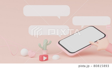 3d render Minimal pastel mini mobile phone for work and hand touching on screen with white copy space for mock up and creative design. Blank Bubble or chat box for design. Shopping online concept. 3d render Minimal pastel mini mobile phone for work and hand touching on screen with white copy space for mock up and creative design. Blank Bubble or chat box for design. Shopping online concept. 80815893