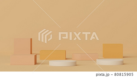 3d render of Abstract minimal display podium for showing products, cosmetic presentation and mock up. Showcase scene with pastel earth tone background. Illuminated simple geometric shapes. 3d render of Abstract minimal display podium for showing products, cosmetic presentation and mock up. Showcase scene with pastel earth tone background. Illuminated simple geometric shapes. 80815905