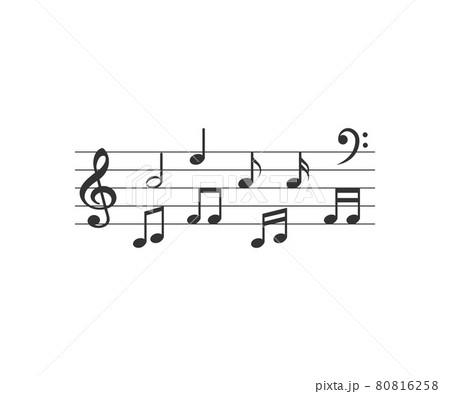 Music notes symbols set, staves and note lines.. Vector illustration, flat design. 80816258
