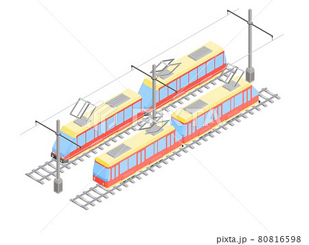 railway public city transport trams new isometric 80816598
