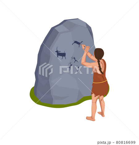 Isometric Primitive Woman 80816699
