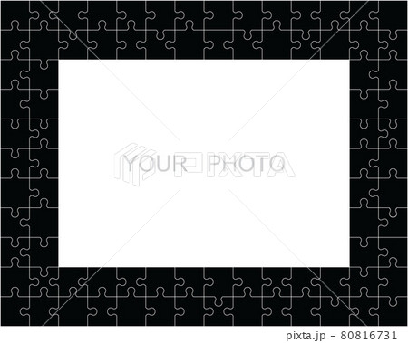 Jigsaw puzzle frame or border made of various black classic style pieces fitting each other Jigsaw puzzle frame or border made of various black classic style pieces fitting each other 80816731