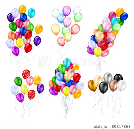 Colorful Balloon Bunches Set 80817863