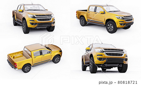 3d illustration. Set pickup car on a white background. 3d rendering. 3d illustration. Set pickup car on a white background. 3d rendering. 80818721