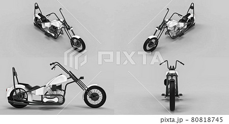 3d illustration. Classic custom motorbike. 3d rendering. 3d illustration. Classic custom motorbike. 3d rendering. 80818745