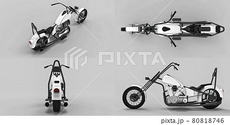 3d illustration. Classic custom motorbike. 3d rendering. 3d illustration. Classic custom motorbike. 3d rendering. 80818746
