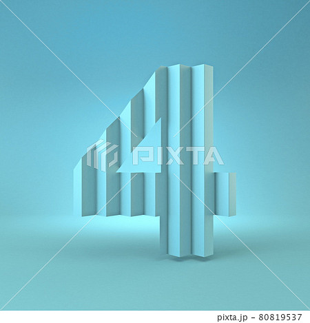 Cold blue font Number 4 FOUR 3D 80819537