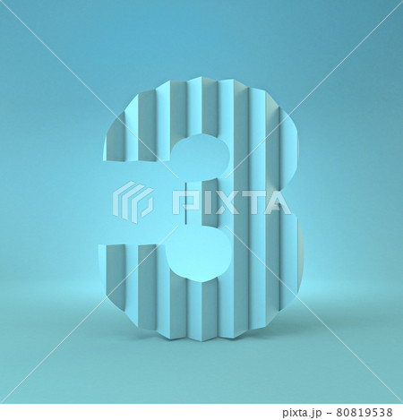 Cold blue font Number 3 THREE 3D 80819538
