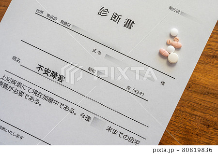 不安障害。会社員が仕事のストレスから発症した精神的病気の診断書 不安障害。会社員が仕事のストレスから発症した精神的病気の診断書 80819836