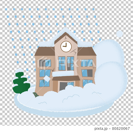 Vector illustration of a school suffering from an avalanche Vector illustration of a school suffering from an avalanche 80820067