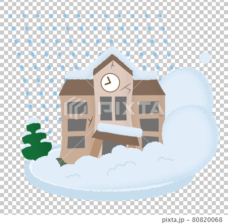 Vector illustration of a school suffering from an avalanche 80820068