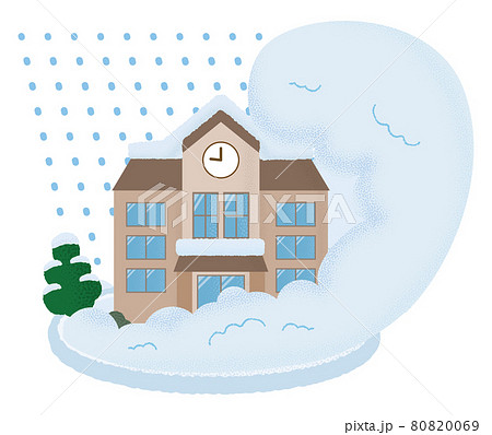 雪崩の被害に遭う学校のベクターイラスト 雪崩の被害に遭う学校のベクターイラスト 80820069